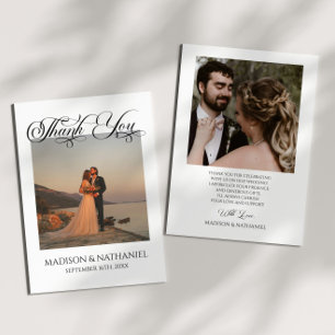 Tarjeta De Agradecimiento Personalizado minimalista foto clásica boda elegan