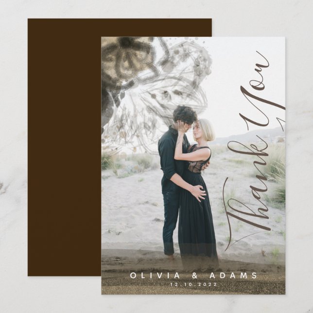 Tarjeta De Agradecimiento Personalizado Moda fotográfica Boda de resumen de  (Anverso / Reverso)