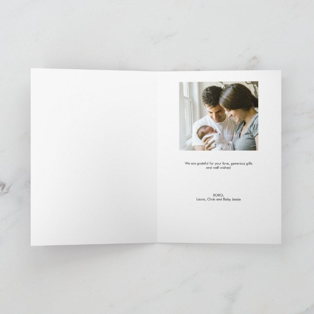 Tarjeta De Agradecimiento Personalizado moderno Fotos Ducha para bebé (Interior)