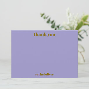 Tarjeta De Agradecimiento Personalizado Moderno Morado Dorado Bat Mitzvah