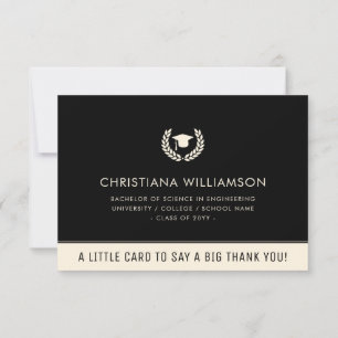 Tarjeta De Agradecimiento Personalizado Moderno Negrita y Dulce Graduación