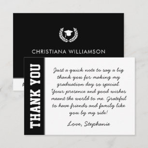 Tarjeta De Agradecimiento Personalizado Moderno Negrita y Graduación Simple