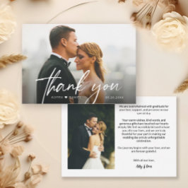 Tarjeta De Agradecimiento Personalizado moderno simple 2 fotos Bodas