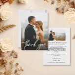 Tarjeta De Agradecimiento Personalizado moderno simple 2 fotos Bodas<br><div class="desc">Exprese su gratitud con estilo con la sencilla y moderna boda 2 fotos Gracias Plantillas de tarjetas. Estas plantillas personalizadas ofrecen una manera elegante y versátil para transmitir su aprecio a sus seres queridos que compartieron en su día especial. Las plantillas presentan un diseño limpio y moderno, lo que le...</div>