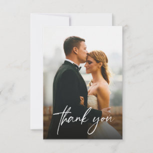 Tarjeta De Agradecimiento Personalizado moderno simple 2 fotos Bodas