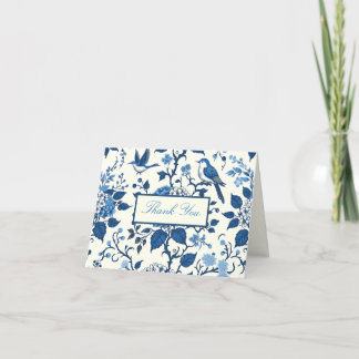 Tarjeta De Agradecimiento Personalizado Monogram Chinoiserie Moda, Gracias