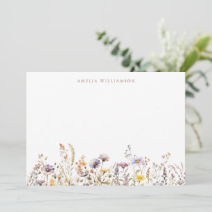 Tarjeta De Agradecimiento Personalizado Morado Wildflowers Border Bridal Sho