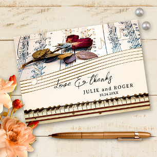 Tarjeta De Agradecimiento Personalizado musical romántico Boda fotográfico g