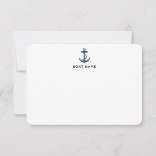 Tarjeta De Agradecimiento Personalizado Nautical Anchor Bote Nombre Crucero
