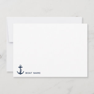 Tarjeta De Agradecimiento Personalizado Náutico Nautical Anchor Azul de la M