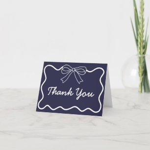 Tarjeta De Agradecimiento Personalizado Navy Blue Retro Wavy Gracias Cartas