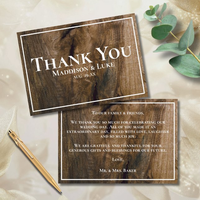 Tarjeta De Agradecimiento Personalizado País Rústico Occidental Boda de Made (Subido por el creador)