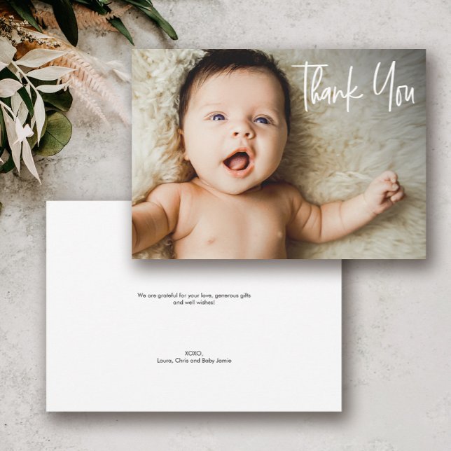 Tarjeta De Agradecimiento Personalizado para la manipulación Baby Shower 1 F (Custom modern baby shower thank you baby photo card)