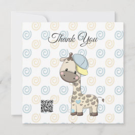 Tarjeta De Agradecimiento Personalizado Personalizado Baby Boy Giraffe Tarje