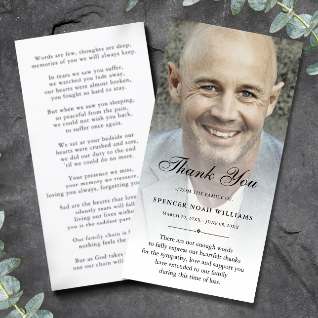 Tarjeta De Agradecimiento Personalizado personalizado: solidaridad con la fo (Sympathy Thank You Photo Card)