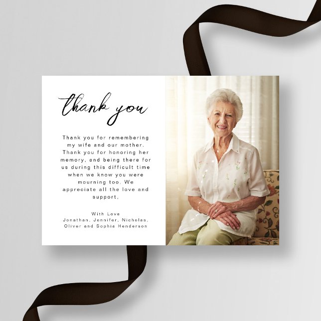 Tarjeta De Agradecimiento Personalizado Photo Funeral (Custom Photo Funeral Thank You Card)