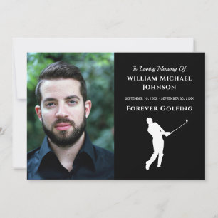 Tarjeta De Agradecimiento Personalizado Photo Memorial Funeral para el golf