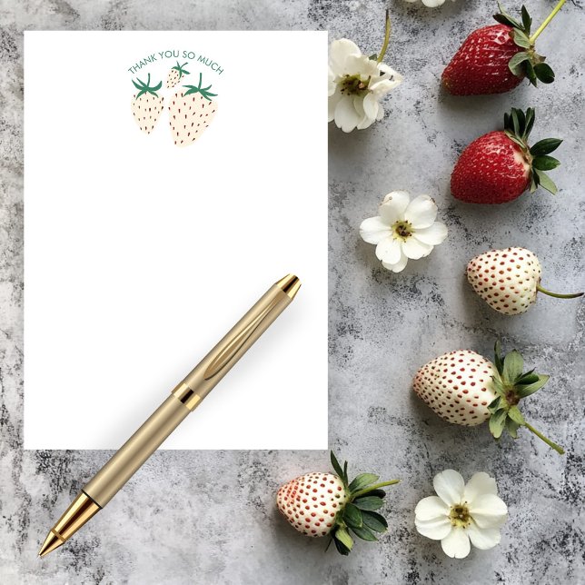 Tarjeta De Agradecimiento Personalizado Pineberry Cute de fresa blanca (White Strawberry Cute Pineberry CUSTOM Thank You Card
)