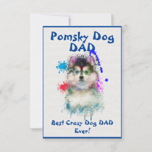 Tarjeta De Agradecimiento Personalizado Pomsky papá perro mejor perro loco p