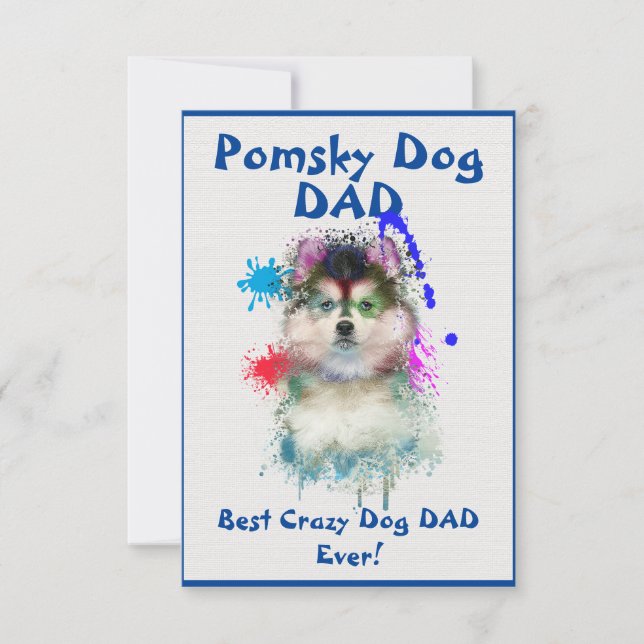 Tarjeta De Agradecimiento Personalizado Pomsky papá perro mejor perro loco p (Anverso)