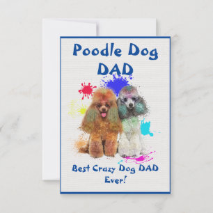 Tarjeta De Agradecimiento Personalizado Poodle papá perro mejor perro loco p