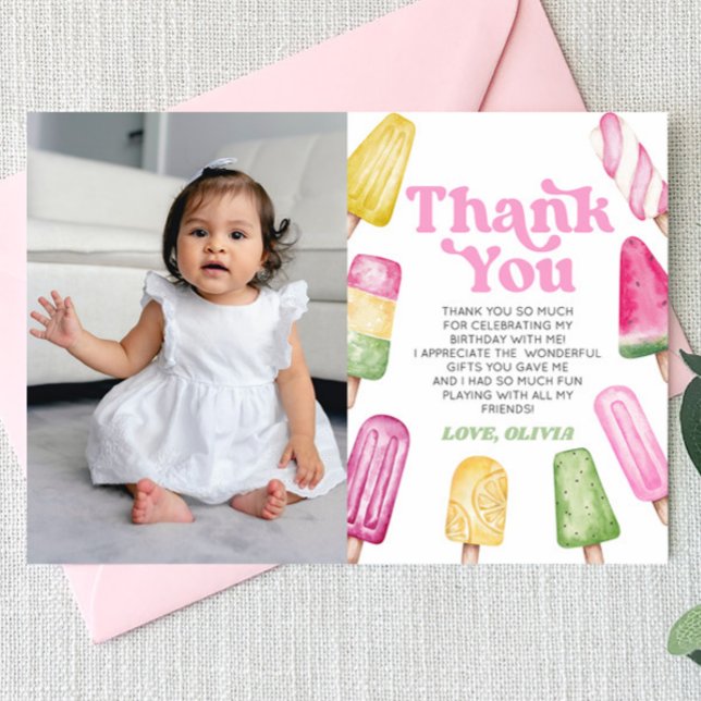 Tarjeta De Agradecimiento Personalizado Popsicle Rosa (Subido por el creador)