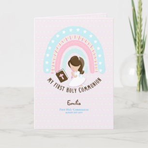 Tarjeta De Agradecimiento Personalizado Primero Comunión Santa Chica de pelo