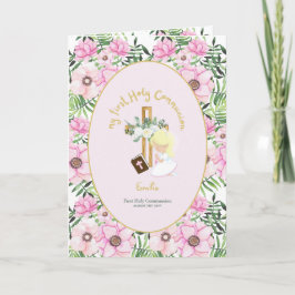 Tarjeta De Agradecimiento Personalizado Primero Comunión Santa Cute Blonde C