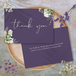 Tarjeta De Agradecimiento Personalizado Purple Greenery Elegant Script