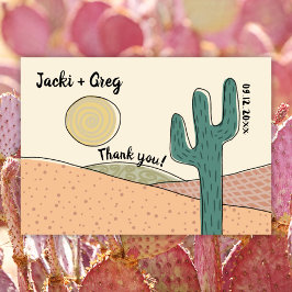 Tarjeta De Agradecimiento Personalizado Retro Boho Desert Cactus Boda