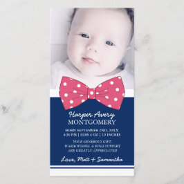 Tarjeta De Agradecimiento Personalizado Rosa Bow Foto Baby Shower Gracias