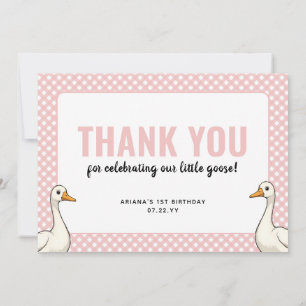 Tarjeta De Agradecimiento Personalizado rosa moderno primer cumpleaños de un
