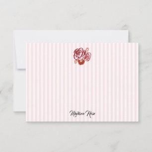 Tarjeta De Agradecimiento Personalizado Rosa Pintura de banda Preppy
