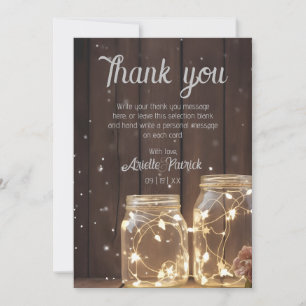 Tarjeta De Agradecimiento Personalizado Rústico Boda Wood Barn Lighting Maso