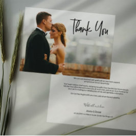 Tarjeta De Agradecimiento Personalizado Sentido mensaje boda foto Moderno