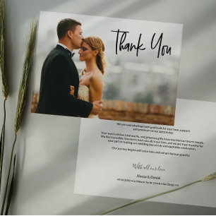 Tarjeta De Agradecimiento Personalizado Sentido mensaje boda foto Moderno