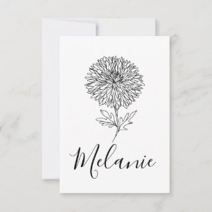 Tarjeta De Agradecimiento Personalizado Setiembre Aster Nace Regalo de flore