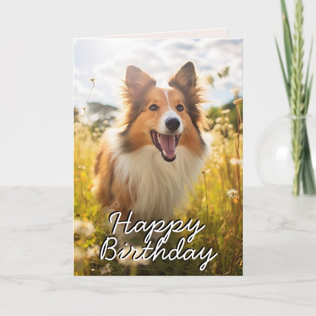 Tarjeta De Agradecimiento Personalizado Shetland Sheepdog Birthday Card (Anverso)