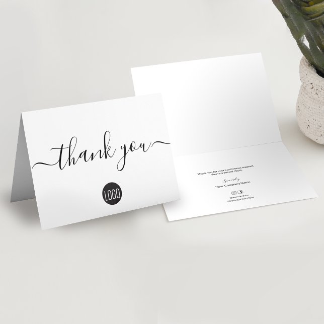 Tarjeta De Agradecimiento Personalizado simple apreciación del cliente comer (Professional, timeless fresh design. Script thank you business folded card with personal message)