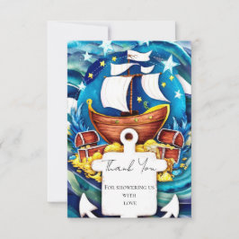 Tarjeta De Agradecimiento Personalizado simple Pirate Baby Shower