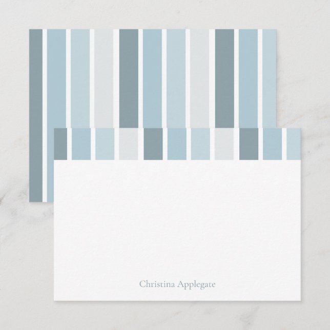 Tarjeta De Agradecimiento Personalizado Stried Blue Baby Boy Shower Gracias (Anverso / Reverso)