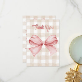 Tarjeta De Agradecimiento Personalizado temática de Baby Shower Pink Bow