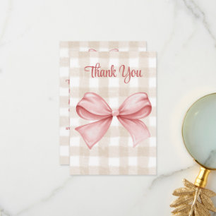 Tarjeta De Agradecimiento Personalizado temática de Baby Shower Pink Bow