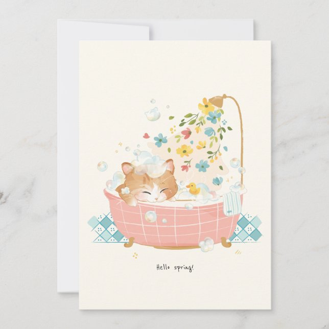 Tarjeta De Agradecimiento [Personalizado] Un día de gato - Baño de burbujas  (Anverso)