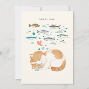 Tarjeta De Agradecimiento [Personalizado] Un día de gato - Sigue tus sueños 