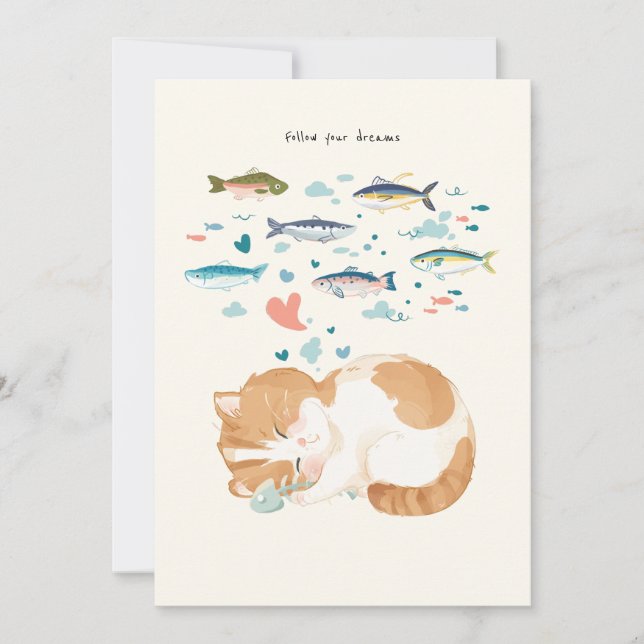 Tarjeta De Agradecimiento [Personalizado] Un día de gato - Sigue tus sueños  (Anverso)