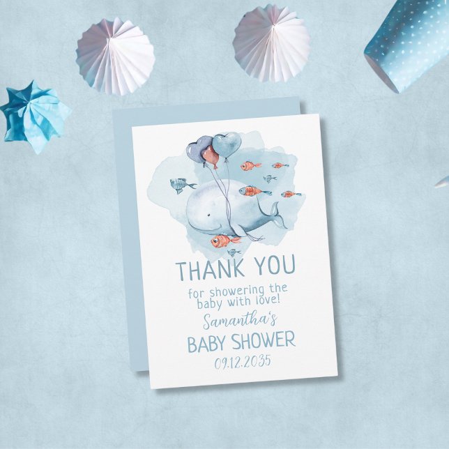 Tarjeta De Agradecimiento Personalizado Whale Boy Baby Shower Guest Gracias (Custom Whale Boy Baby Shower Guest Thank You
)