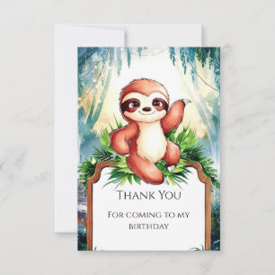 Tarjeta De Agradecimiento Personalizado Whimsical Sloth Cumpleaños