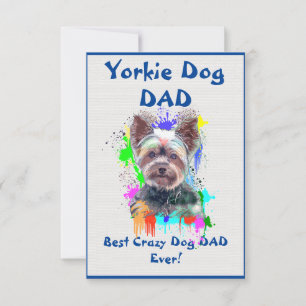 Tarjeta De Agradecimiento Personalizado Yorkie papá perro mejor perro loco p