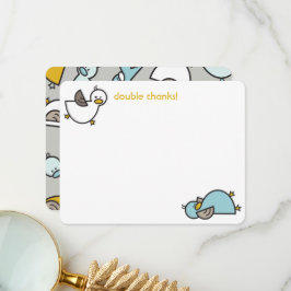 Tarjeta De Agradecimiento Personalizados/Ducklings Twins Baby Shower/Nacimie